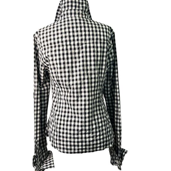 Women’s Marques Almeida black white check long sleeve blouse top size large - Picture 2 of 10